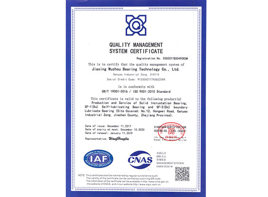 ISO 9001-Zertifikat für das Qualitätssystem